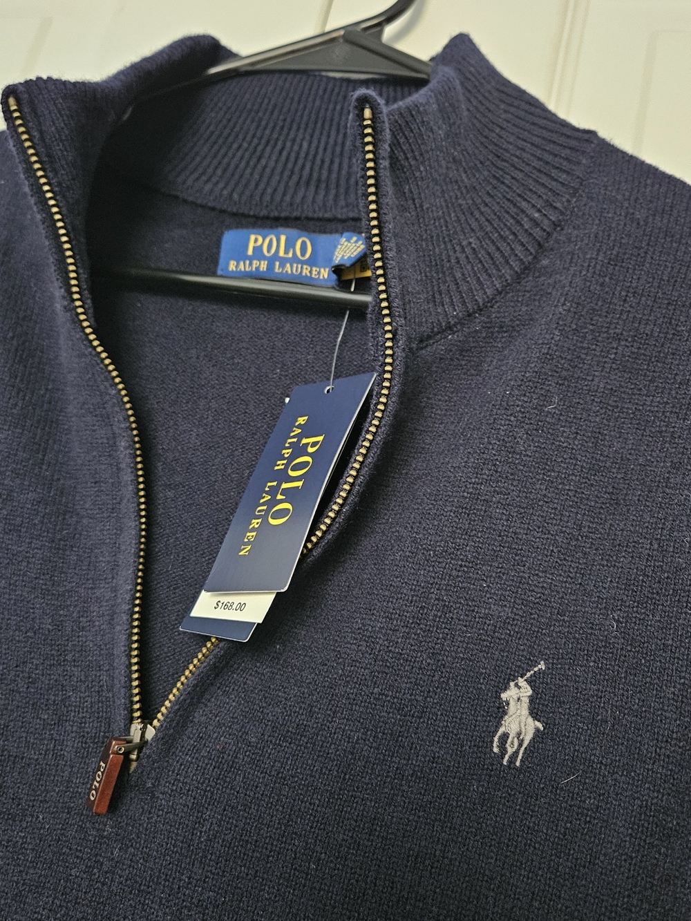 Polo by Ralph Lauren Navy Half-Zip Sweater with Embroidered Pony